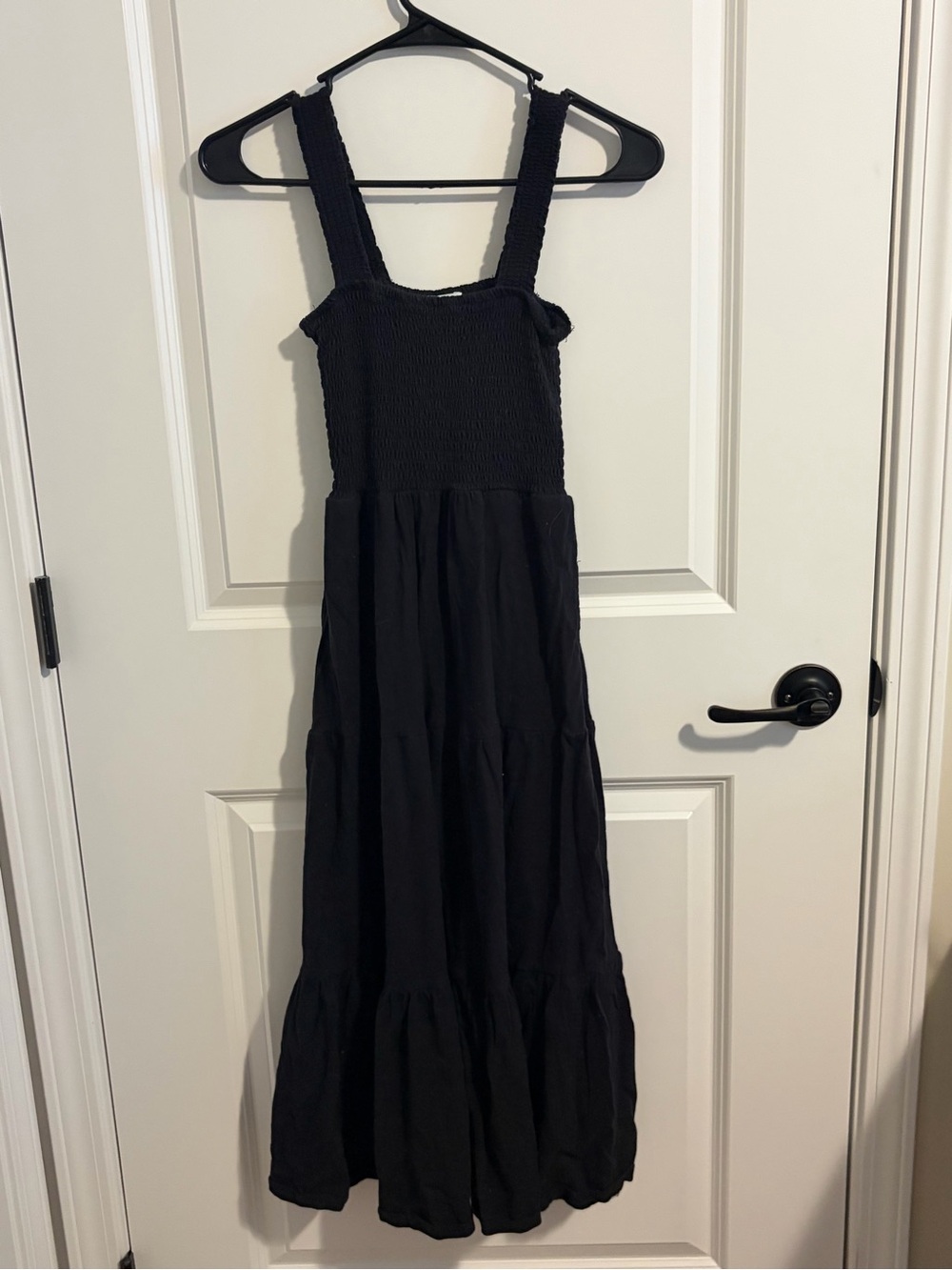 dip Black Smocked Maxi Dress with Wide Straps